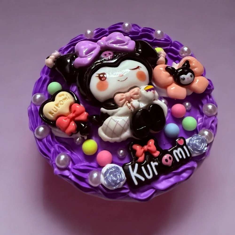 Decoden Mirror Compact - Kuromi Theme With Small Bunny Comb 3.25” Kawaii Gift